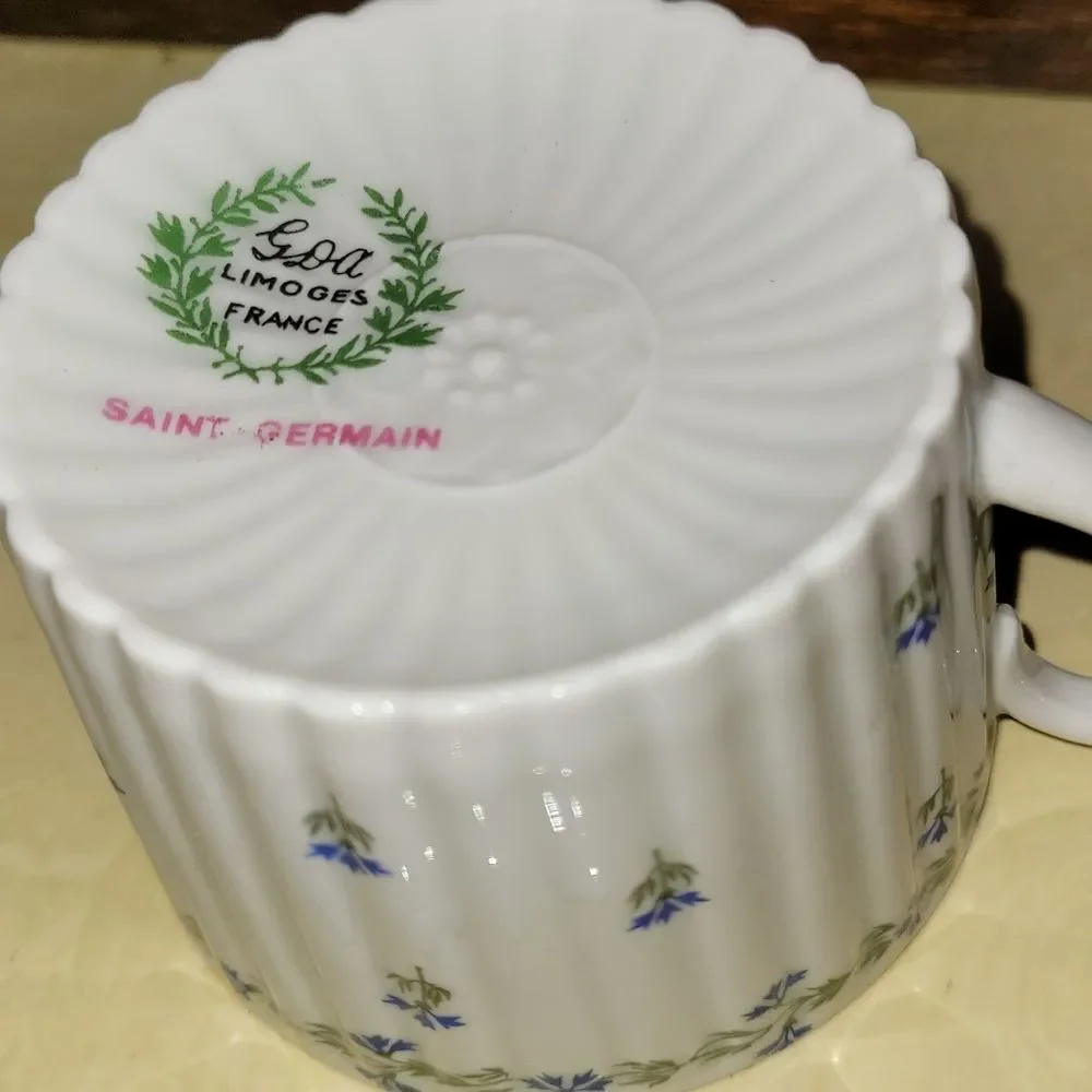 Cup Saucer SET of 3 Vintage GDA LIMOGES, France Bone China Dainty Fine